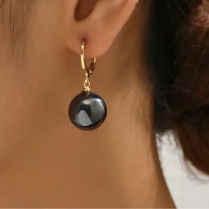 Elegant Faux Pearl Hoop Earrings.